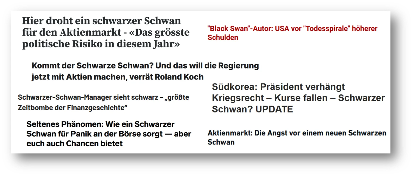 Headlines mit schwarzem Schwan